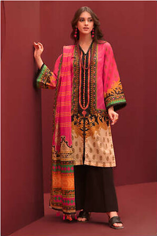 Unstitched 3 Piece Lawn Printed Shirt , Lawn Printed Dupatta & Cotton Dyed Trouser