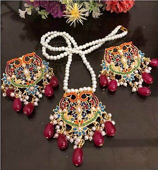 Beautiful Nauratan Necklace Jewelry Set with Earrings (ZV:3750)