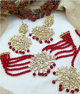 Bridal Barat Kundan Deandra Antique Gold Jhumar with Earrings (ZV:1703)
