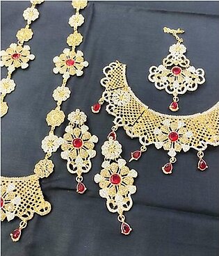 Ethnic Bridal Collar Choker Necklace Set with Earrings Jhummar and Tikka (Code:1710)