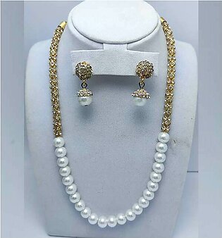 Pearl Mala With Earring (ZV:8596)