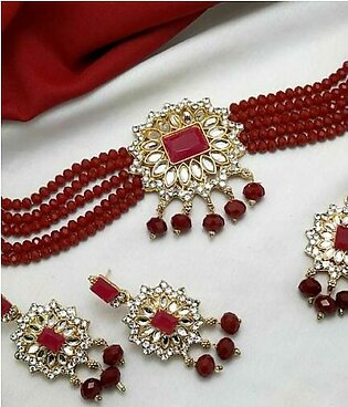 Pakistani Bridal Set Necklace Mathapatti Earrings Complete Jewelry Wedding Set (Code:2017)