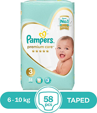 Pampers Premium Care Taped 6 To 10kg - 58Pcs