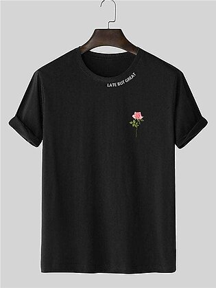 Mens Sticker Printed T-Shirt - LTMPRT35 - Black