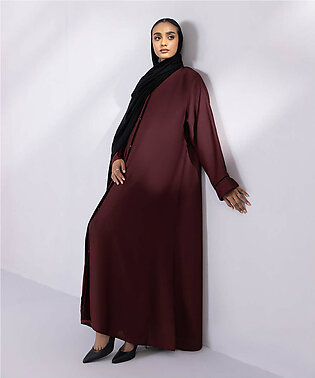 Button Through Abaya With Piping Detail