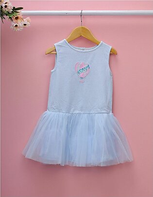 Frock Baby Blue & White for Girls