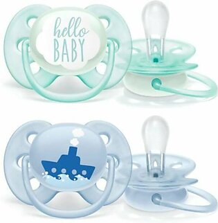 Philips Avent Ultra Soft Pacifier Blue Green 0-6M for Boys with Boat Theme