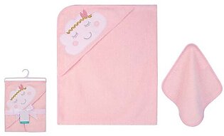 Baby Hooded Towel & Washcloth Pink- CloudTheme