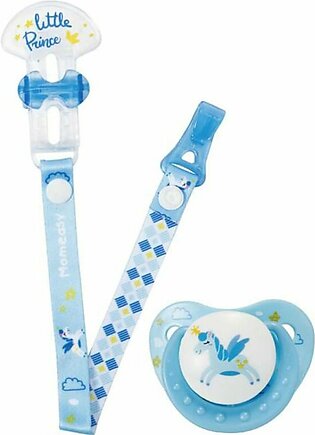Silicone Pacifier With Pacifier Clip - Blue