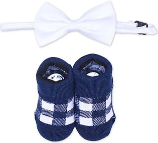 Socks With Bow Tie- White and Blue