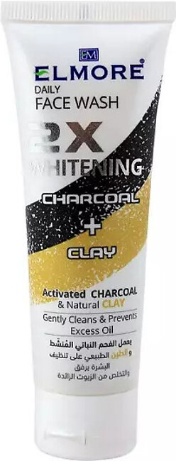Elmore Charcoal & Clay 2x Whitening Daily Face wash 75-ml