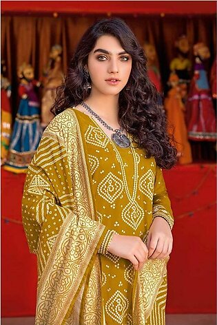 Embroidered Chunri Lawn Unstitched Suit With Gold Printed Lawn Dupatta CL-32165 3PC