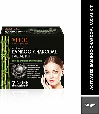 VLCC Activated Bamboo Charcoal Facial Kit For Purified-Balanced & Glowing Skin (60GM)