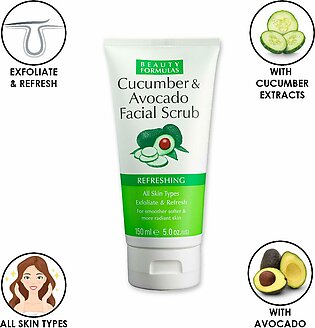Beauty Formulas Cucumber And Avocado Facial Scrub 150ml