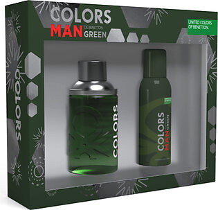 Benetton Colors Green Men Gift Set  (80ml edt + body spray 150ml)