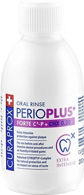 Curaprox Perio Plus+ Forte mouthwash with CHX 0.2% and CITROX® P formula 200ml