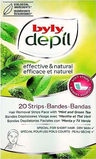 Byly Depil Mint And Green Tea Hair Removal Face Wax 20 Strips
