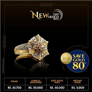 22 KT Studded Gold Ring In Antique Finish SEPW111WR-443
