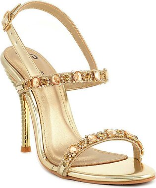 Golden Stiletto Heel Women Sandals