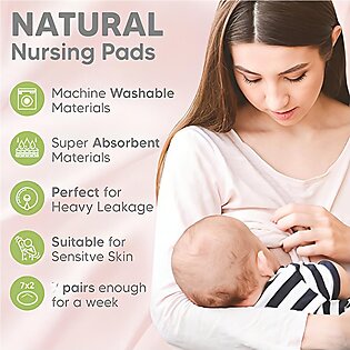 Organic Bamboo Nursing Breast Pads (6 units) | Breastfeeding Nipple Pads for Maternity - Reusable Breast Pads for Breastfeeding