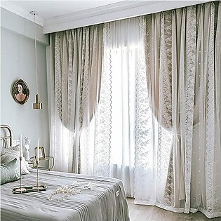 Double Layer Blackout Curtain with Tulle Overlay | Elegant Curtain For Living Room, Bedroom ( 53''W x 96''L - 1x Curtain Pannel,1x Sheer ).