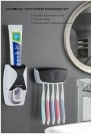 Toothpaste Dispenser+Toothbrush Wall Mount Holder