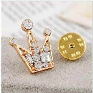 Clothes Buckels Rhinestone Small Queen Crown Brooch For Men And Women Gold