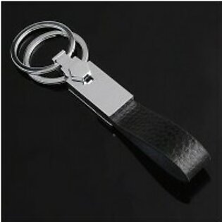 Double Ring Leather Metal Key Chain