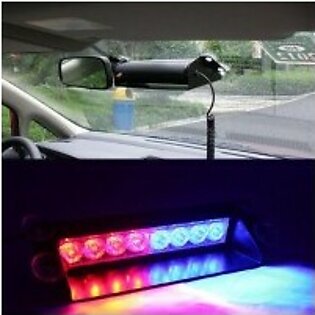 8 LED Red and Blue Police Flash Light For Dashboard