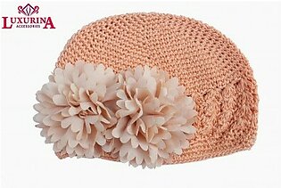 Crochet double poppy flower cap