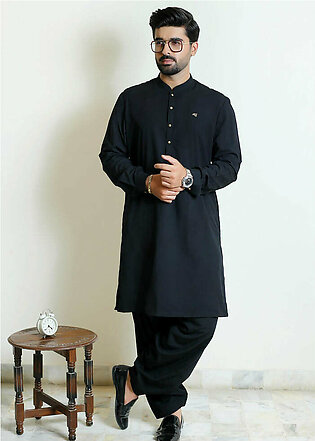 MSons Pakistan - Black Designer Wear – Logo – Sherwani Collar - DW-9