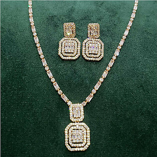 Pastels - Diamond cut style Necklace & Earrings set - Luxury - 002