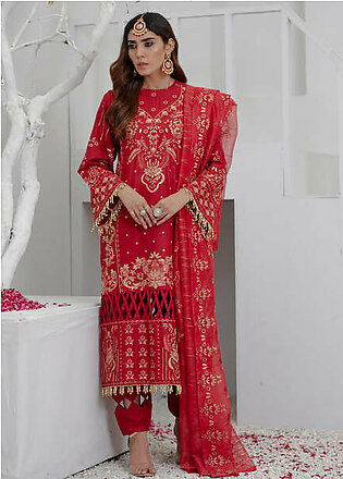 Agha Jaan - LAWN EMBROIDERED 3PC UNSTITCHED - UR 04