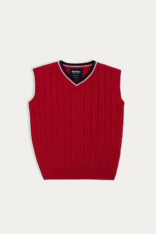 V-Neck Cable Knit Vest Sweater