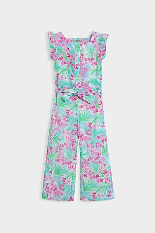 Floral Jumpsuit With Frill Detail And Belt.