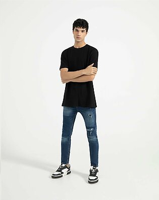 Carrot Fit Jeans with Rips