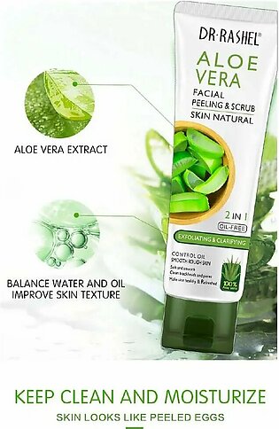 Dr Rashel Aloe Vera Facial Peeling & Scrub Skin Natural 2 In 1 Oil Free Exfoliating & Clarifying