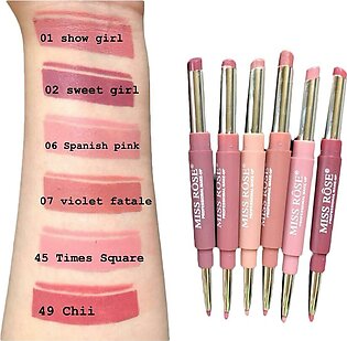 Miss rose 2 In 1 Lip Liner + Lipstick Pack of 6 Pink