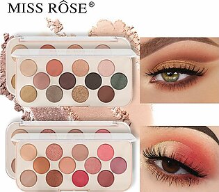 Miss Rose 12 Colors Eyeshadow Palette Matte Shimmer Waterproof Rainbow Color High Pigment