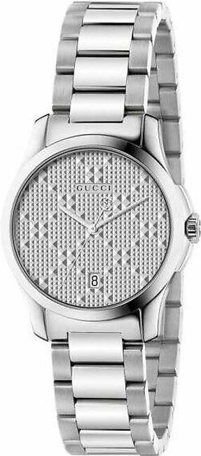 Gucci Women's Swiss Made Quartz Stainless Steel Silver Dial 27mm Watch YA126551