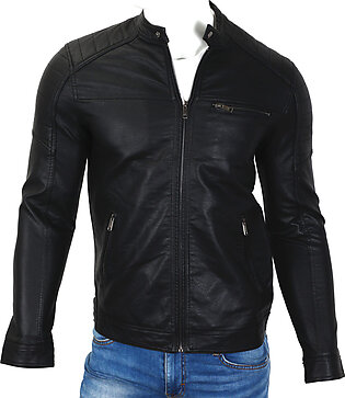 ZARA Dull Leather Jacket With Chest Zip Pocket TM153