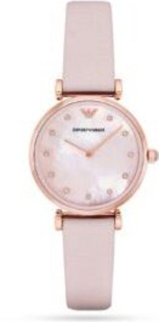 EMPORIO ARMANI T-Bar Ladies Pink Leather Strap Watch AR1958