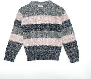 ZARA Kids Striped Wool Sweater – Grey/Pink