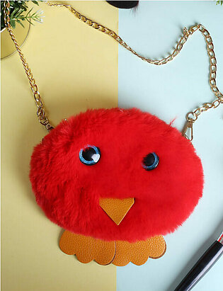 Red Fluffy Pouch Bag