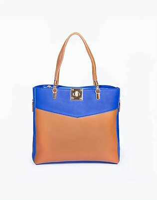 Two-Tone Double Strap Tote Bag