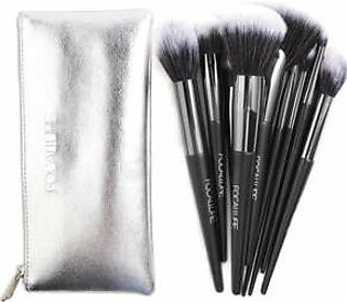 10 Pcs Premium Makeup Brush Set with Leather Bag