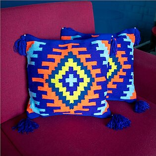 Handwoven Cushion Cover Blue Pair