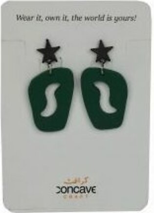 Clay Art Earrings – Green with Star