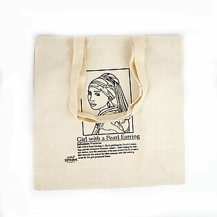 Screen Printed Tote Bag – Girl with a Pearl