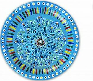Hand-Painted Plate – Wall Hanging Sky-Blue